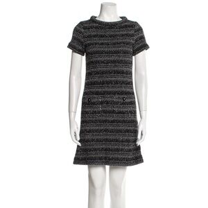 Tory Burch Black and Gray Textured Mini Dress